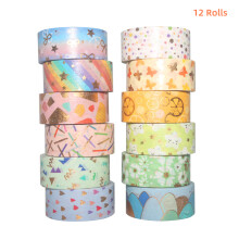 Set di 12 rotoli di nastro washi - 15 mm x 3 m, foil dorato.