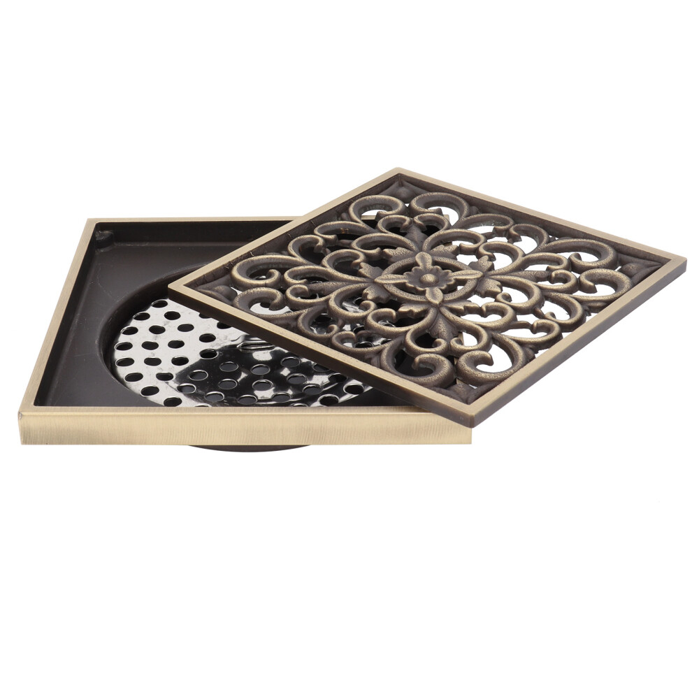 Floor Drain Antique Copper Shower Drain Kit For Home Hotel Bathroom Toilet 10X10cm 8781322728910