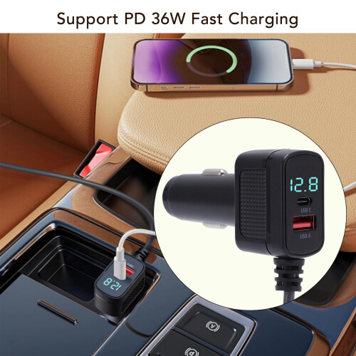 Chargeur de voiture Satellite 5 m 16,4 ft USB-C 36 W Noir 2