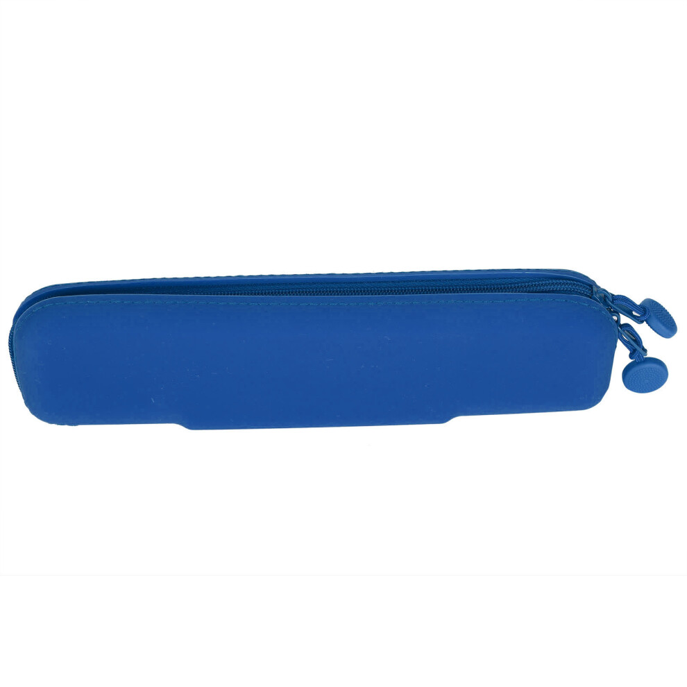 Mini Pen Silicone Storage Bag Travel Pencil Zipper Pouch for Cosmetic Makeup SuppliesBlue