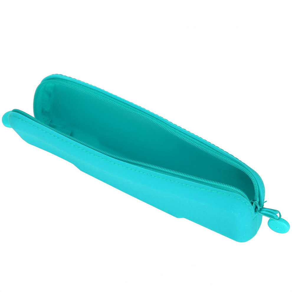 Mini Pen Silicone Storage Bag Travel Pencil Zipper Pouch for Cosmetic Makeup SuppliesGreen