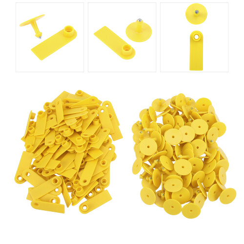 100 pezzi di etichette auricolari vuote taglia 1 TPU giallo 2