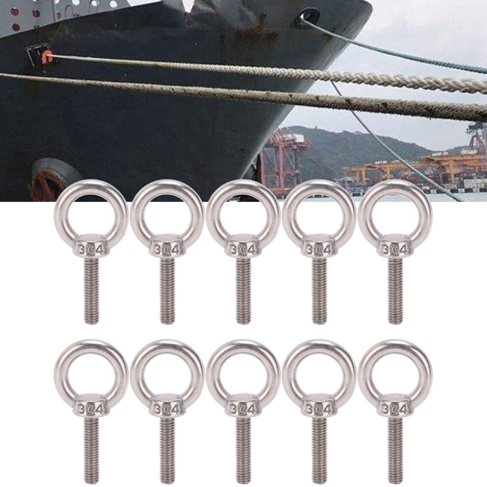 10Pcs Eye Bolt 304 Stainless Steel Lifting Round Ring Screw Fastener Hardware M6x25 4971322732985