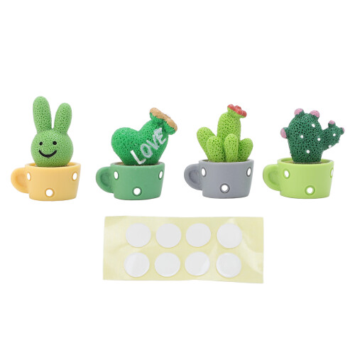 4 pièces de mini cactus en résine, décoration de bureau 2