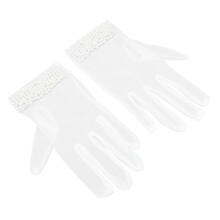 1 paire de gants de mariée en maille blanche perlée