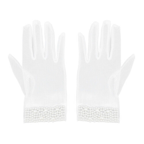 1 paire de gants de mariée en maille blanche perlée 1