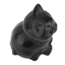 Statua di gatto in cristallo di ossidiana 3x2cm gattino carino