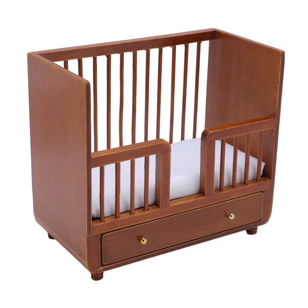 1:12 Scale Dollhouse Furniture Crib Birch Wood Doll Decoration Detailed Realistic Miniature Dollhouse Cradle