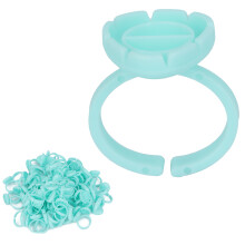 100 pezzi di tazze ad anello per colla per ciglia 15x15 mm 0,6 in Blu chiaro