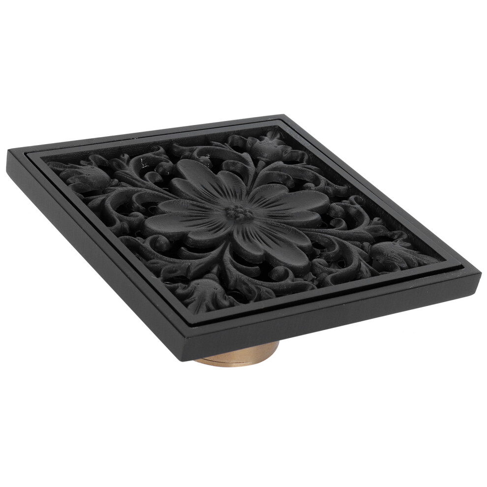 10X10cm Black Floor Drain Copper Odorresistant Concealed Floor Strainer For Hotel Bathroom Home 6941322740387