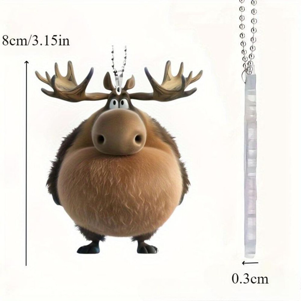 Cute Moose 2d Acrylic Hanging Ornament Car Mirror Decoration Multi-keychain And Bag Accessories Christmas Decoration