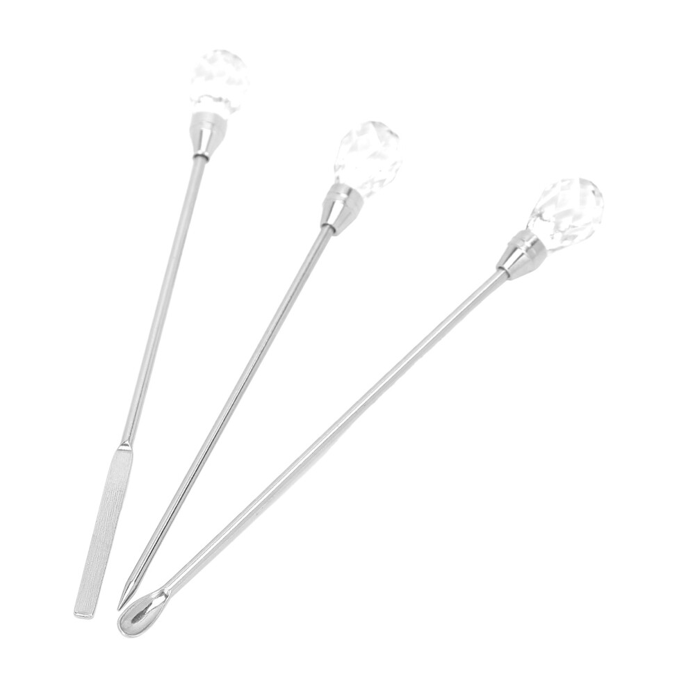 3Pcs Professional Nail Art Stirring Rod Spatula Set Stainless Steel Needle Stick Nail DIY ToolsTransparent
