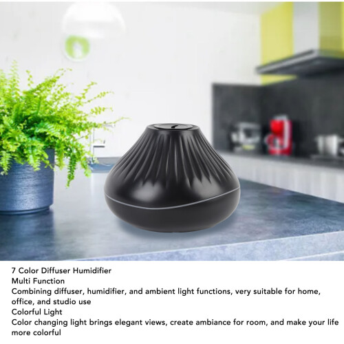 Umidificatore diffusore a fiamma 160 ml 7 colori nero USB 2