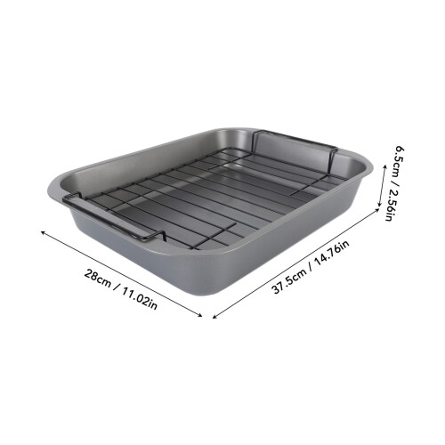 Nonstick Roaster with Rack Carbon Steel Heat Resistant Rectangular Roasting Pan Oven Baking Tray 1