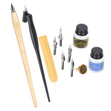 3# Ensemble de stylos de calligraphie à poignée en bois - 27,8 x 8,5 x 4,4