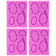 4 pièces moule en silicone en forme de cadre photo rose pour gâteau/chocolat