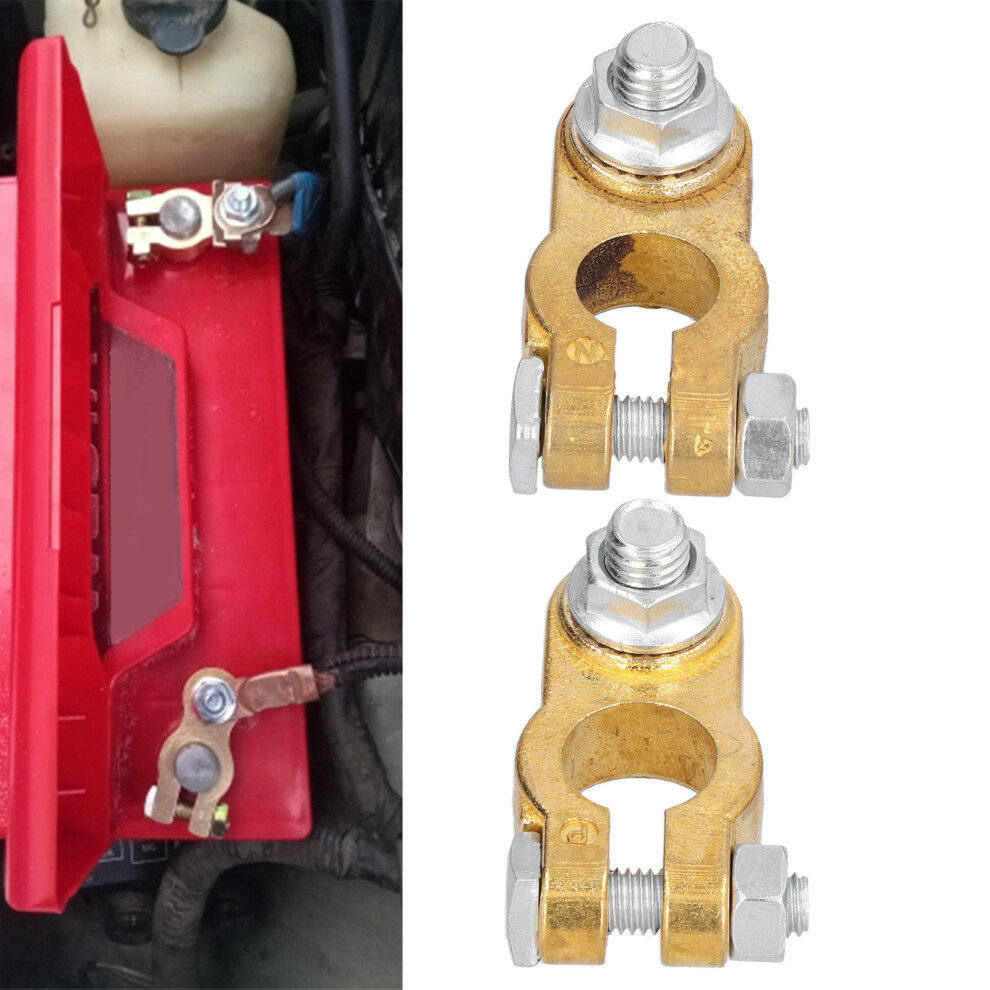 2Pcs Car Battery Terminal Wire Clamps Pure Copper Positive Negative Top Post Connectors 6941322754308