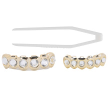 XHYT1020 Set di dentiere dorate Hip Hop, taglia unica