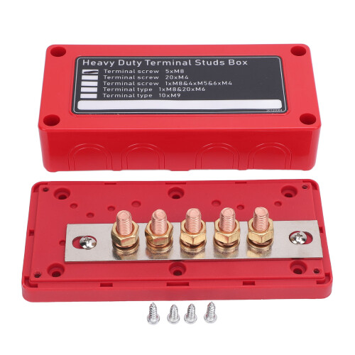 Bloc de distribution d'alimentation rouge à 5 voies DC48V 300A M8x5 2