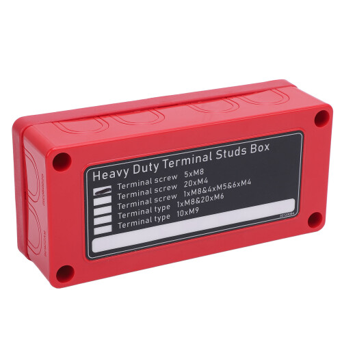 Bloc de distribution d'alimentation rouge à 5 voies DC48V 300A M8x5