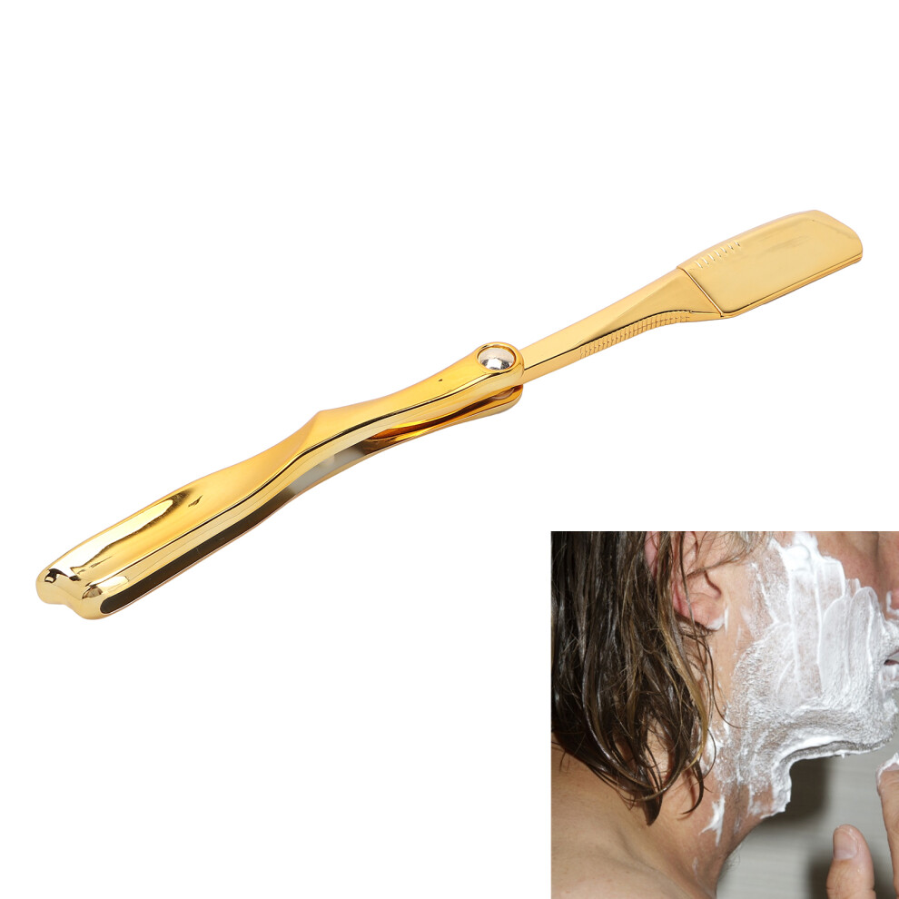Professional Foldable Straight Edge Razor Barber Men's Shaving Razor Plating Blade HolderGold Plating-image-OPC-PHVZTRJ-NEW