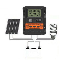 60A PWM Solar-Ladecontroller mit Doppel-USB-Anschlüssen, 12V/24V, Orange