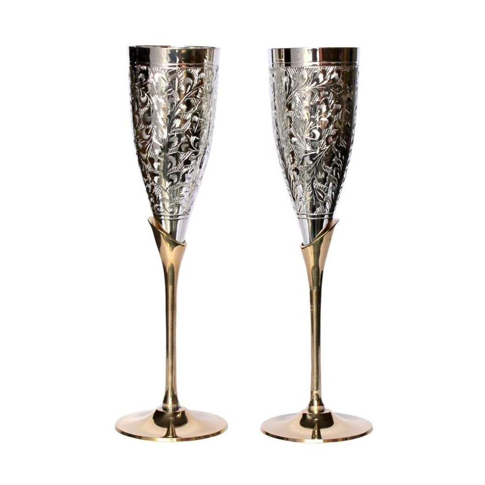 Brass Goblet Champagne Glasses Flutes Coupes Wine Glass Set (slender)