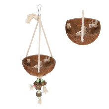 Altalena con guscio di cocco per pappagallo|Capacità 176 g|Diametro 12 cm/Altezza 39 cm|ColPic