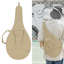 1-Borsa in tela da racchetta khaki con tracolla regolabile