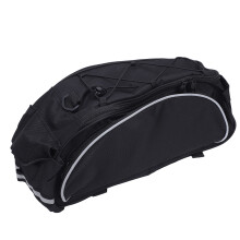 Sac porte-bagages pour vélo 600D noir uni, fermeture éclair en U