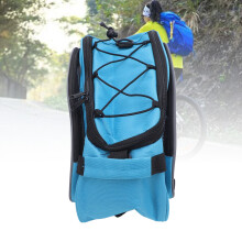 Sac de porte-bagages pour vélo en polyester 600D bleu/gris, fermeture éclair double sens