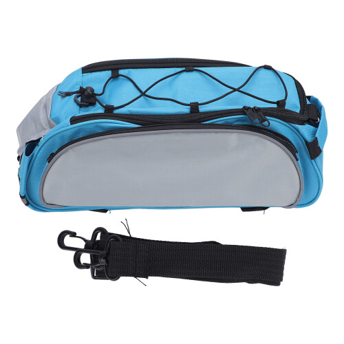 Sac de porte-bagages pour vélo en polyester 600D bleu/gris, fermeture éclair double sens 1