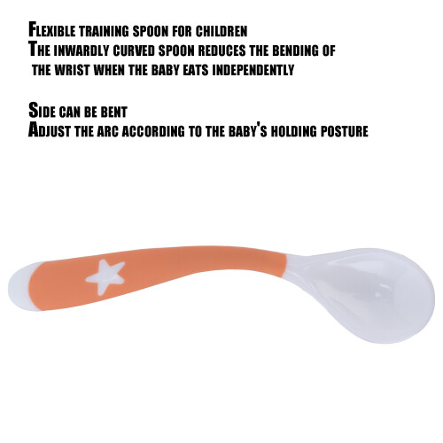 Baby Spoons Forks Set Infants Feeding Training Utensils Bendable Easy Grip TablewareOrange 2