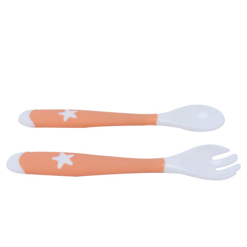 Baby Spoons Forks Set Infants Feeding Training Utensils Bendable Easy Grip TablewareOrange