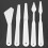 Set di 5 spatole per pittura in plastica - bianco 12