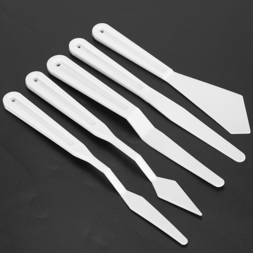 Set di 5 spatole per pittura in plastica - bianco 2