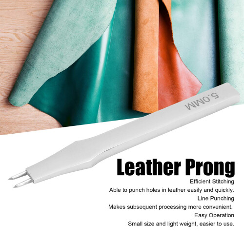 Poinçon à 2 pointes pour cuir, 5 mm, Couleur : acier 2