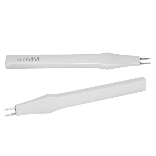 Poinçon à 2 pointes pour cuir, 5 mm, Couleur : acier