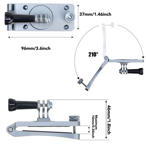 Support de sangle en aluminium pour caméra d'action Compatible avec 5 Pro 4 3 2 1