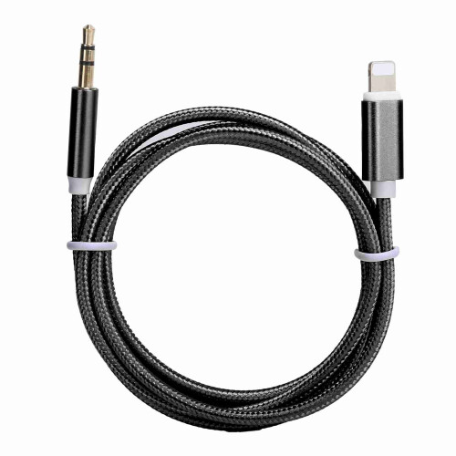 IOS Câble AUX 3,5 mm en nylon tressé noir de 1 m 1
