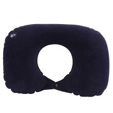 Oreiller cervical gonflable en forme de U bleu marine pour voiture