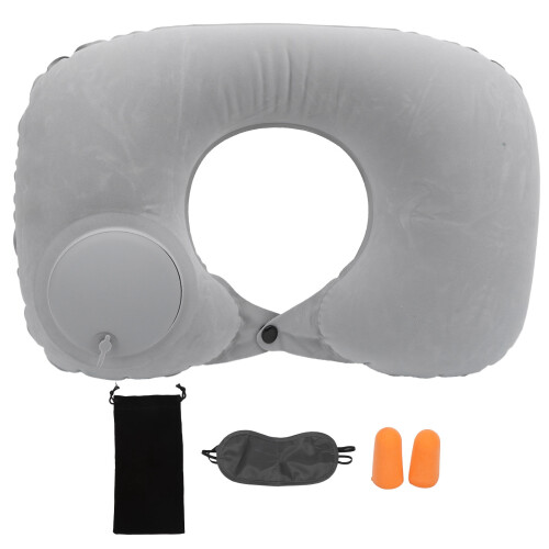 Cuscino gonfiabile a forma di U per la testa, grigio, PVC+floccatura 1