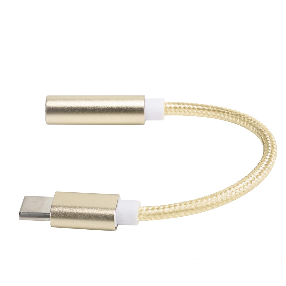 Type C To 3.5MM Aux Audio Adapter Braided Audio Headset Adapter for Letv / XiaomiYellow