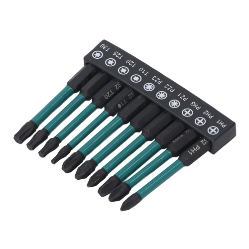 10 pièces jeu de bits à queue hexagonale de 1/4 po phosphatation noire