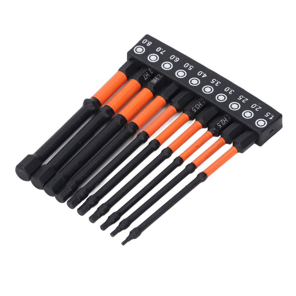 10 Pcs Hex Wrench Drill Bit Set Magnetic S2 Alloy Steel With Storage Rack 1/4In Shank Impact Metric Hex Drill Bit 4981322781166