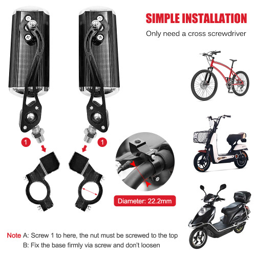 Set da 2 specchi per biciclette in lega di alluminio 125x45mm argento 1