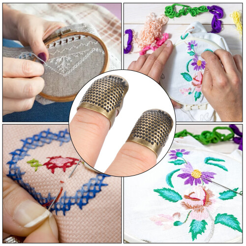 2Pcs Thimbles Metal Finger Protector Shield Ring Sewing Quilting Craft Accessories DIY Tools 2
