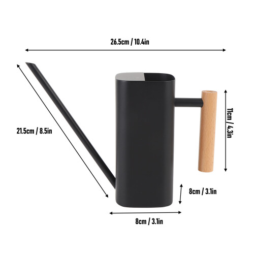 Arrosoir en acier inoxydable 800 ml carré noir 1