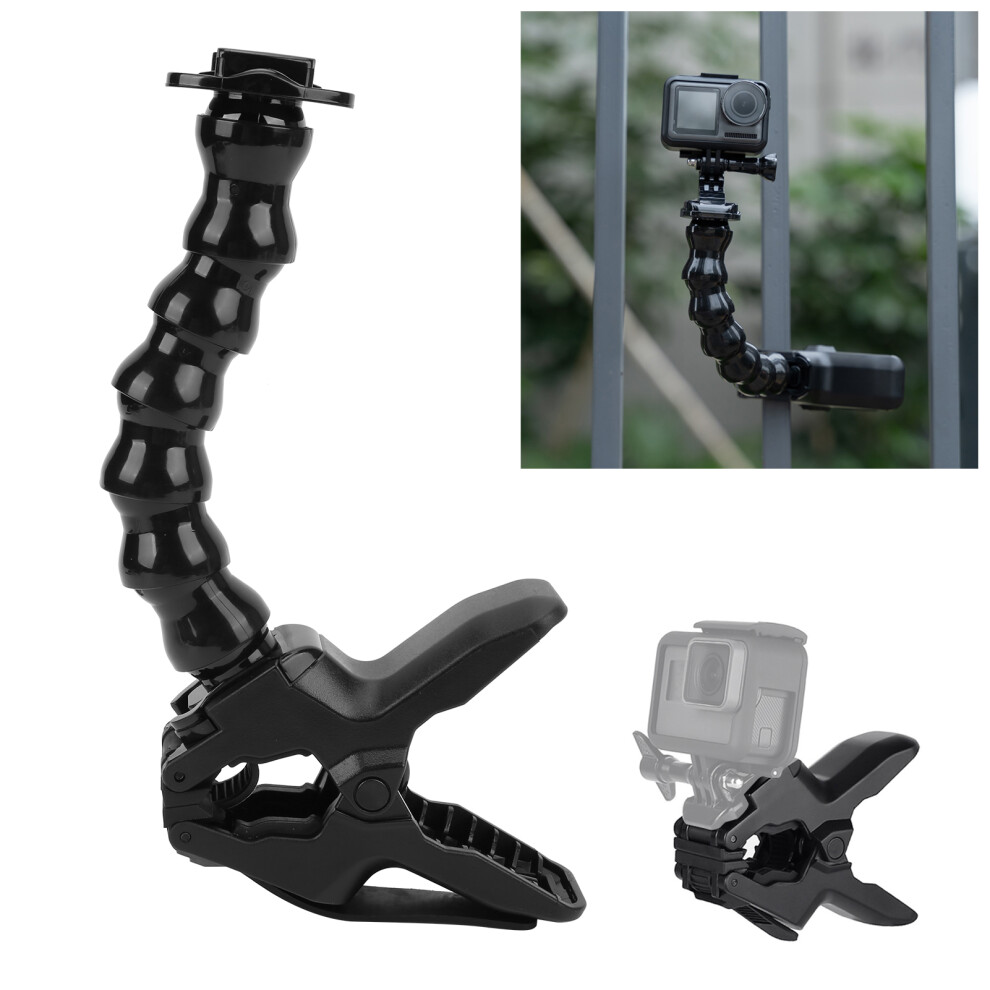 Action Camera Flexible Clamp Mount With Adjustable 8 Section Gooseneck Set Accessory 7691322787101