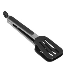 Pinze per bistecca in acciaio inossidabile e silicone 12 pollici Nero 126-147 g